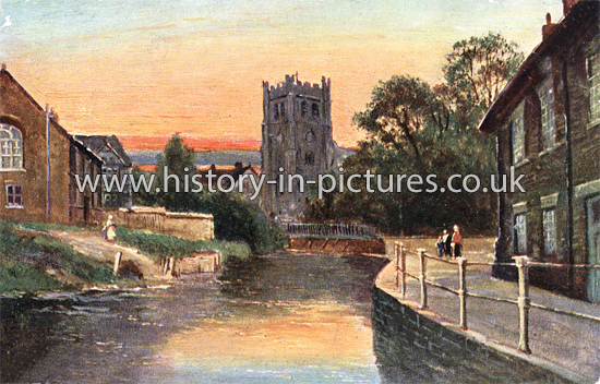 The Abbey and River Lea, Waltham Abbey, Essex. c.1908